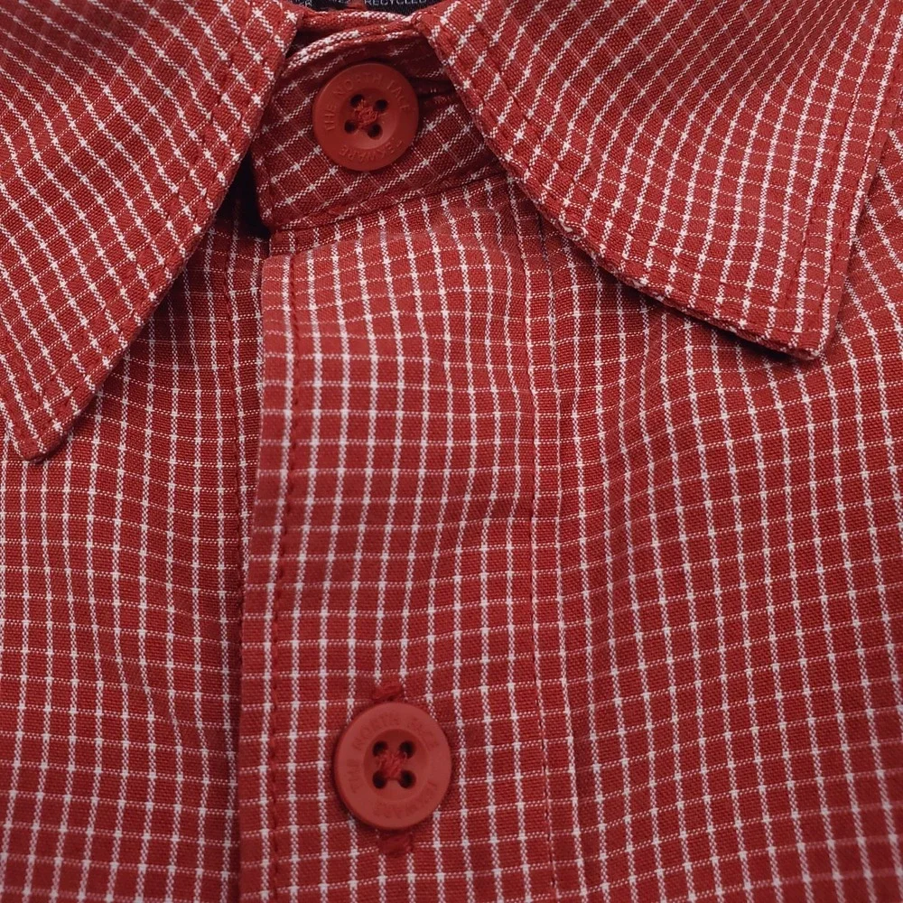 North Face Shirt Mens XXL Red Graph Check Button Up Short Sleeve Outdoor